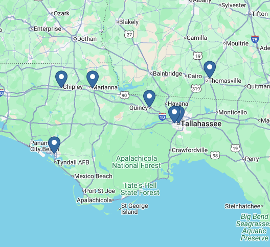 Map of Goodwill Big Bend career centers